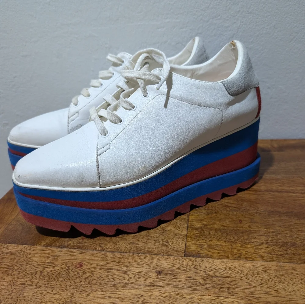 Stella McCartney Elyse Platform sneakers‎ red white and blue Women's Size 36.5